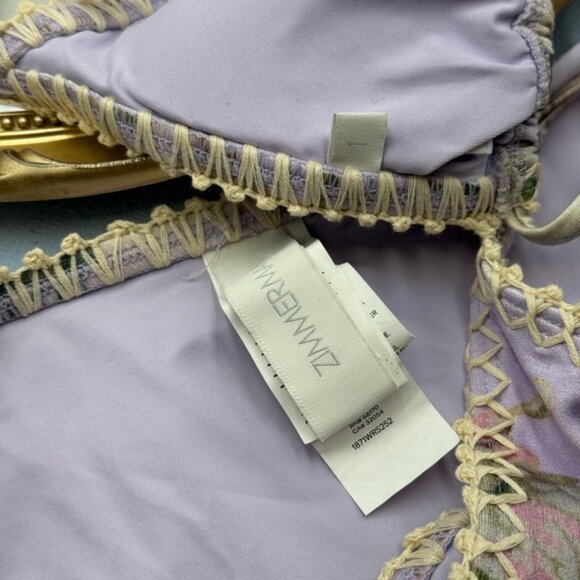 🆕 ZIMMERMANN 🧿 NWOT Acacia Crochet Edge Bikini, Lilac Floral MIX SZ 0/1 US 2/4 - Picture 14 of 16